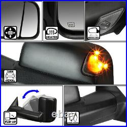 For 09-16 Dodge Ram Power+heated+led Smoked Light Rear View Towing Mirror Pair
