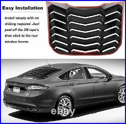 For 2013-2020 Ford Fusion Rear Window Louvers Scoops Cover Sun Shade Matte Black