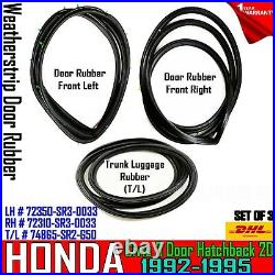 For 92-95 Honda Civic Hatchback 3D 2D Trunk Lid & Door Rubber Weatherstrip Seal