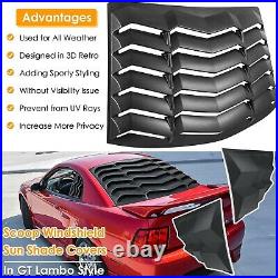 Side + Rear Window Louver for Ford Mustang 1994-2004 Sun shade Cover Matte Black