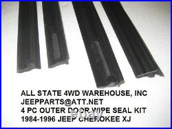 Window Sweep Outer Front & Rear L & R Set of 4 for 84-96 Jeep Cherokee Wgn XJ