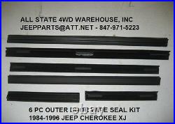 Window Sweep Outer Front & Rear L & R Set of 6 for 84-96 Jeep Cherokee Wgn XJ